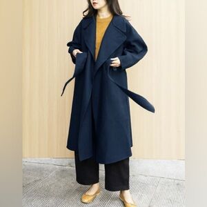 Uniqlo Ines de la Fressange Women Navy
Wool Blend 
Double  Face Coat size 4 or M